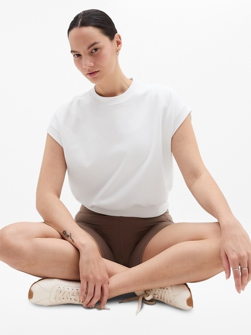 Athleta Heavyweight Terry Dolman Tee | White | Size Large